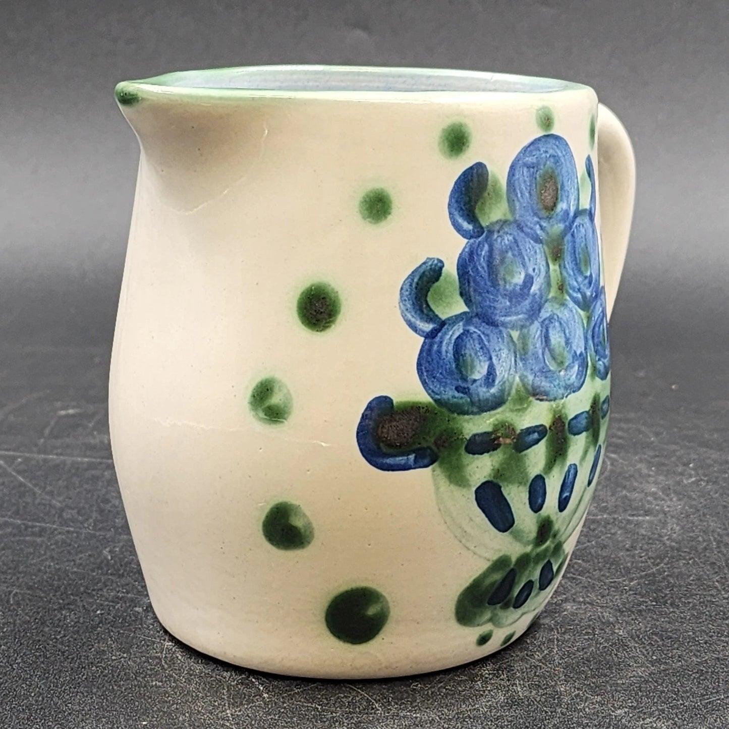 Hadley 24 oz Small Pitcher 5” Blueberry Bouquet Hand Painted Stoneware Pottery