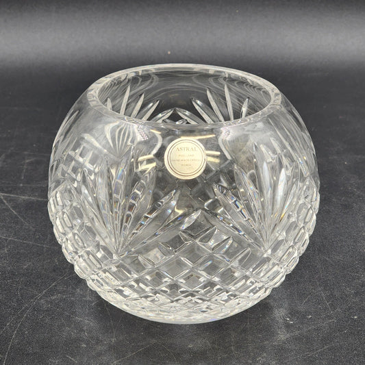 Astral Rose Bowl Vase Full Lead Cut Glass Crystal 5" Deep Fan Diamond Korea
