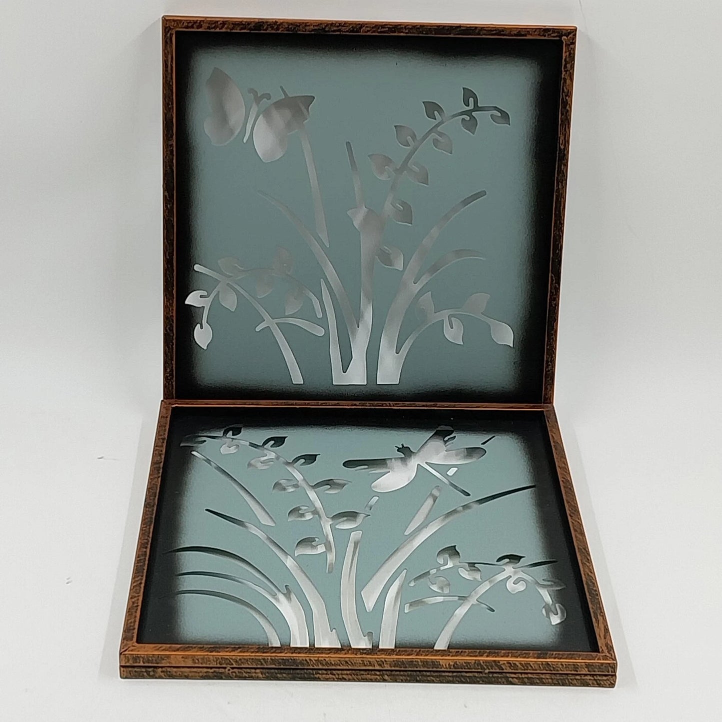 New View Design 2 Metal Art Frosted Metal Panel 12" Square Laser Cut Butterfly