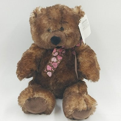 Ganz Chocolate Truffles Teddy Bear with Hearts Bow Stuffed Toy Animal 14"
