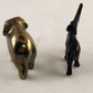 2 Metal Elephants Miniature Black & Brass Good luck Figure Statue Truck Up Down