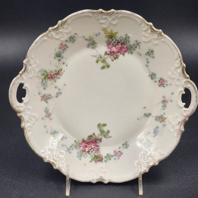 Haviland Limoges "Rebecca" Round Serving Tray – 10" Porcelain with Scalloped Edge, Raised Trellis & Rose Floral Design – Vintage French Tableware