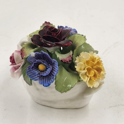 Aynsley Bone China Flower Bouquet Swan Base Figurine England Vintage