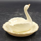 Swan Porcelain Trinket Ornament Dish Ring Holder Cream Gold Accent 4.25" x 3.5"h