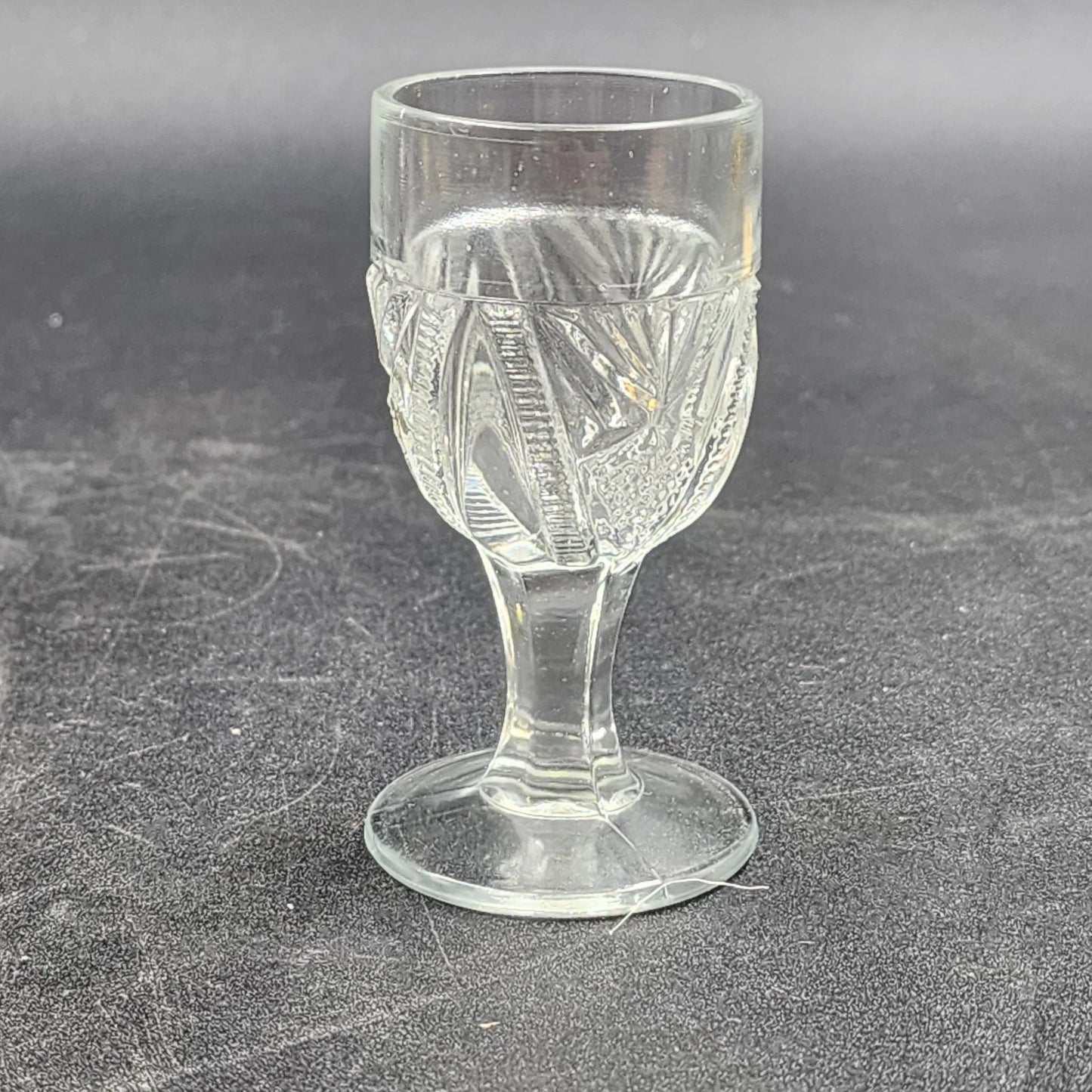 7 Cordial Shot Glasses Clear Pedestal Early American Pattern Glass Assorted 4"