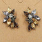Multicolor Yellow & Clear Leaf-Shaped Faceted Rhinestone Stud Earrings