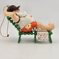 Cleveland Browns Santa Christmas Ornament on Beach Chair by Russ China 3.5" Vtg