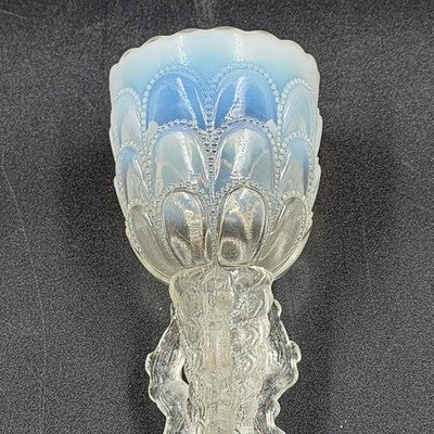 Beads & Bark Novelty Vase by Northwood White Opalescent Goblet 1903 Antique