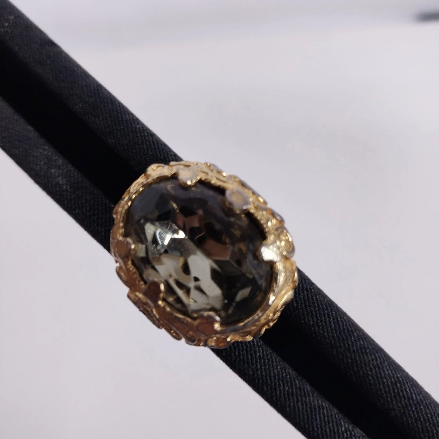 Black Structured Clutch Purse Bag Gold Faux Stone Clasp Vintage Eveningwear