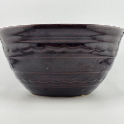 Marcrest Stoneware 1.5 Qt Mixing Bowl Daisy & Dot Pattern Brown Ovenproof USA