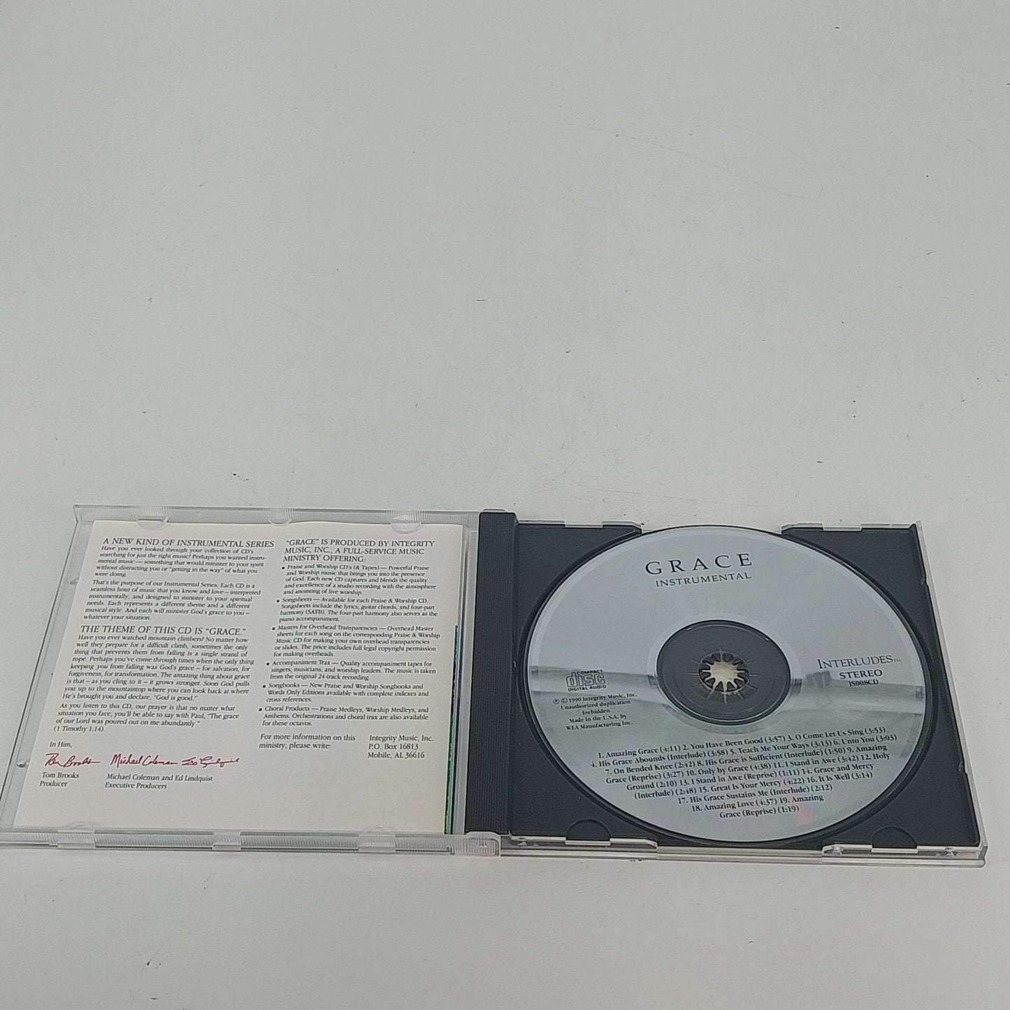 Integrity Music Experience Grace Instrumental CD 1990 Christian Worship Praise