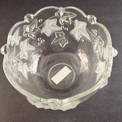 Mikasa Parisian Ivy Crystal Glass Serving Bowl Clear w Frosted Leaves 8¾" S5199