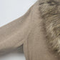 New York & Company Tan Cardigan Faux Fur Collar Size Medium