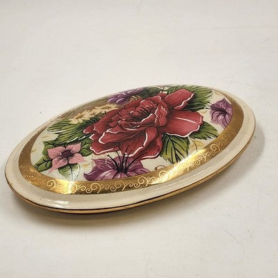Casual Music Box Ceramic Dresser Trinket Oval Floral Design Limited Edition 1995