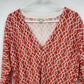 Merona Women's L/G Cardigan Top Orange Geometric Pattern Button Front V Neck