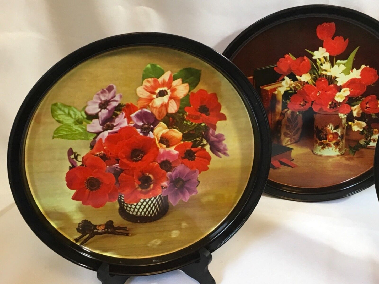 7 pc Serving Mid-century Trays Metal Copper 1960’s Party Flower Mod Safeway 10"