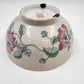 Macau Large Open Bowl 10"x4.5" Hand Painted Pink Blue Floral Design Vintage