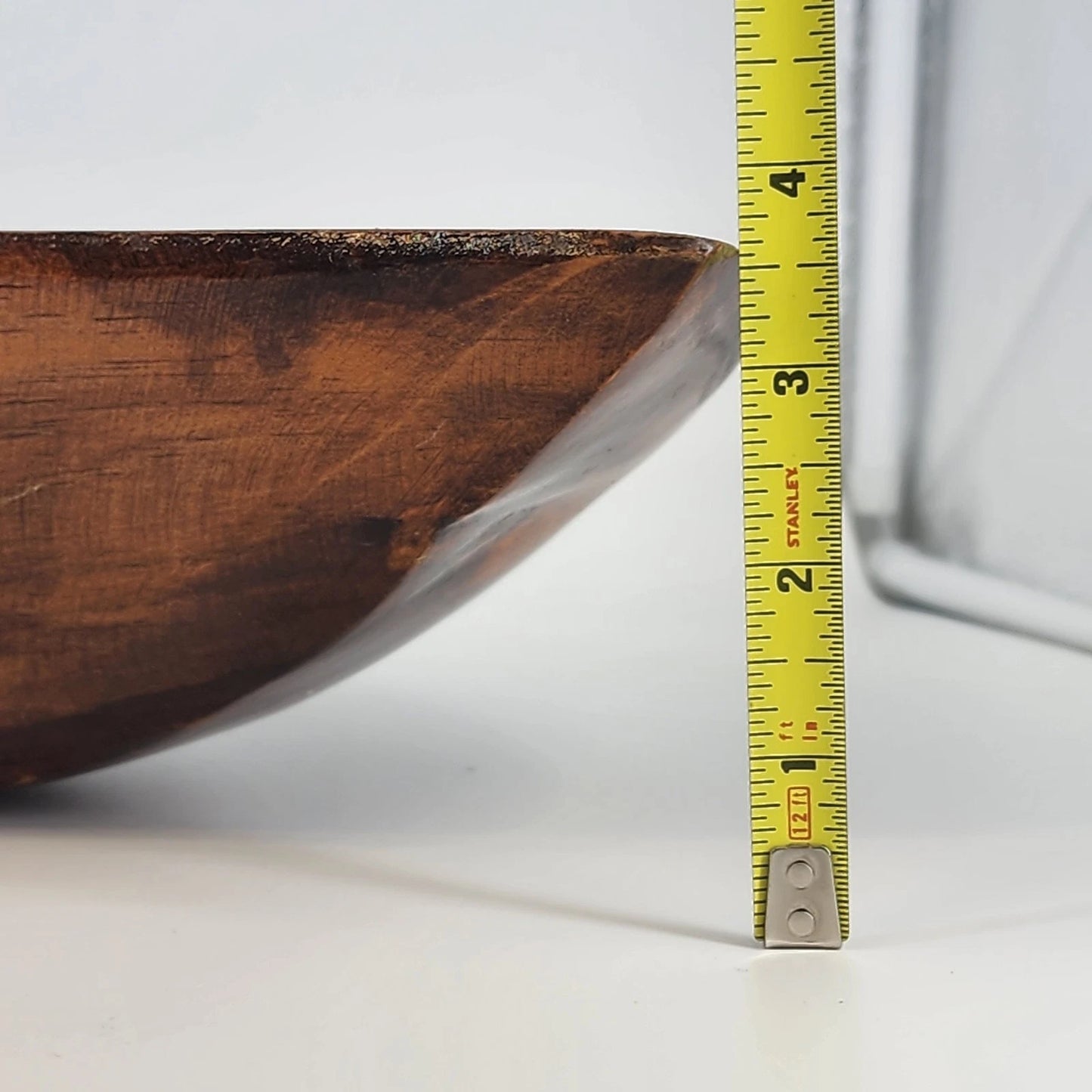Hand Carved Wood Bowl Floral Lacquered 16" Large Organic Centerpiece 1980's Vtg