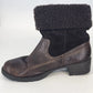 Sonoma Western Ankle Boots Life Style Women's 8.5 Brown Block Heel Fur Trim