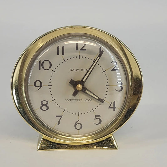 Westclox Baby Ben Alarm Clock Gold Tone 0916 Manual Wind Desktop Nightstand