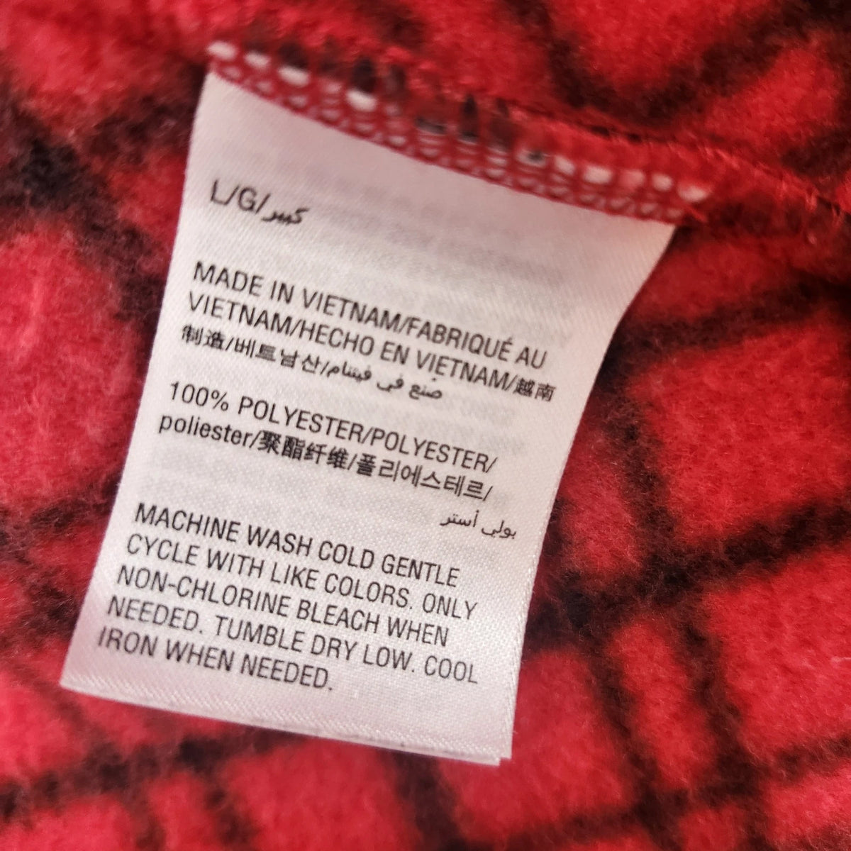 Karen Scott Sport Women's Fleece Jacket Large Red Black Plaid Full Zip Pockets
