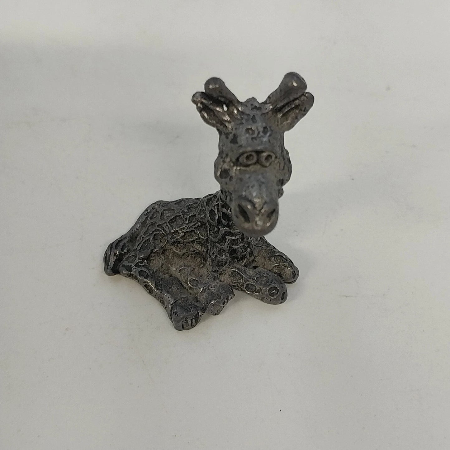3Pcs Whimsical Pewter Giraffe Kangaroo Monkey Miniature Figurines Animal Vintage