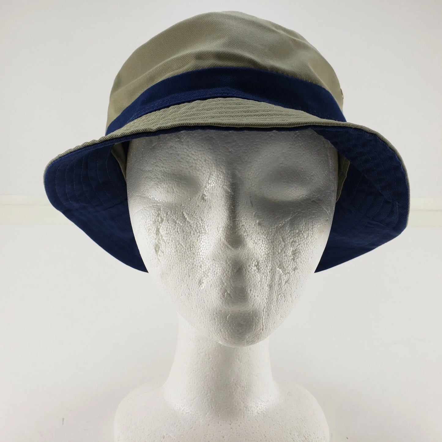 Reversible Bucket Fishing Hat Khaki Navy Cooling Action One Size Cotton 2" Brim