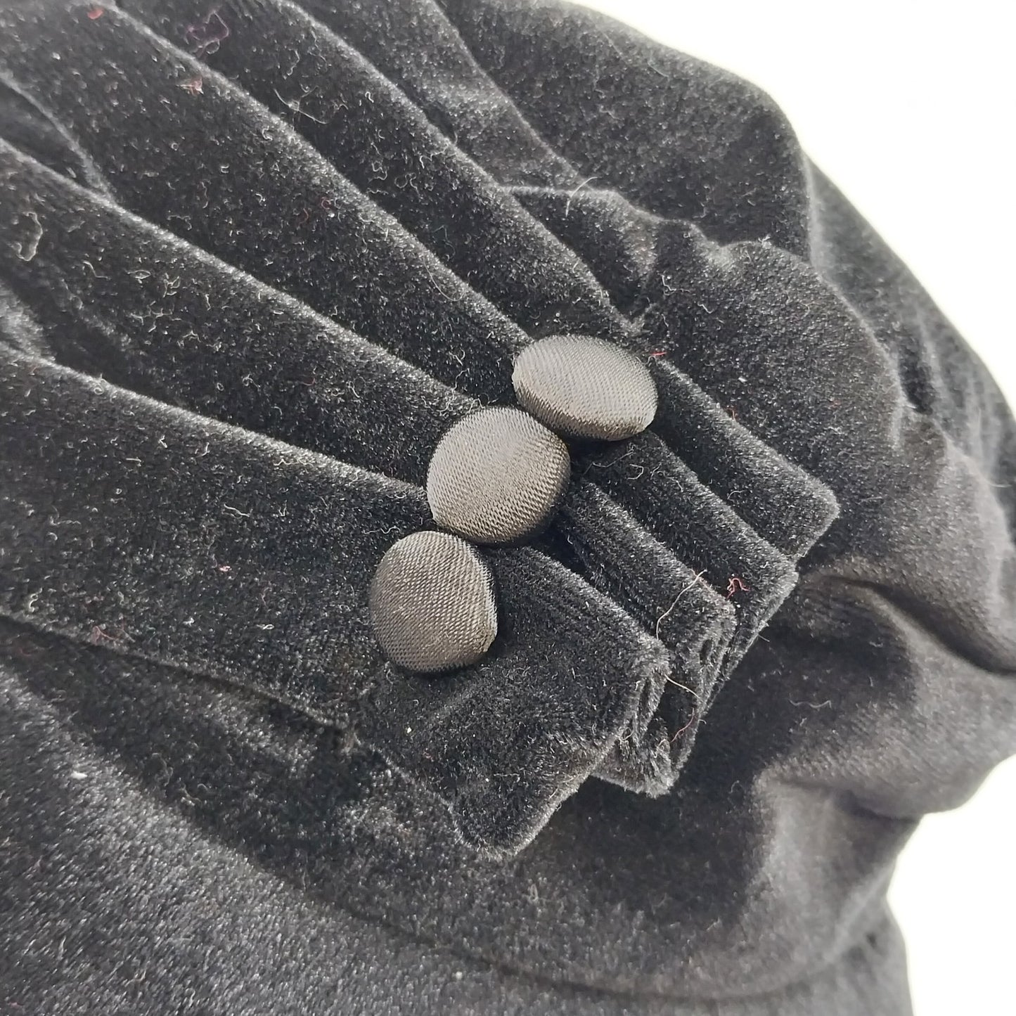 Betmar Black Cloche Velvet Hat Bucket Ruched with Button 100% Polyester New York