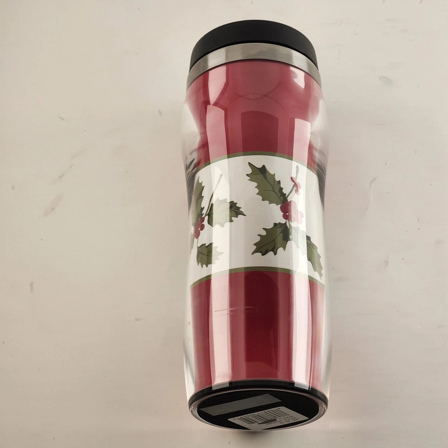 Mistletoe Coffee Tumbler Travel Red White Mug 16 oz Metal Glass w Lid Christmas