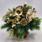 Floral Arrangement Christmas Basket Greenery Holly Red Basket 10" Gold Bow