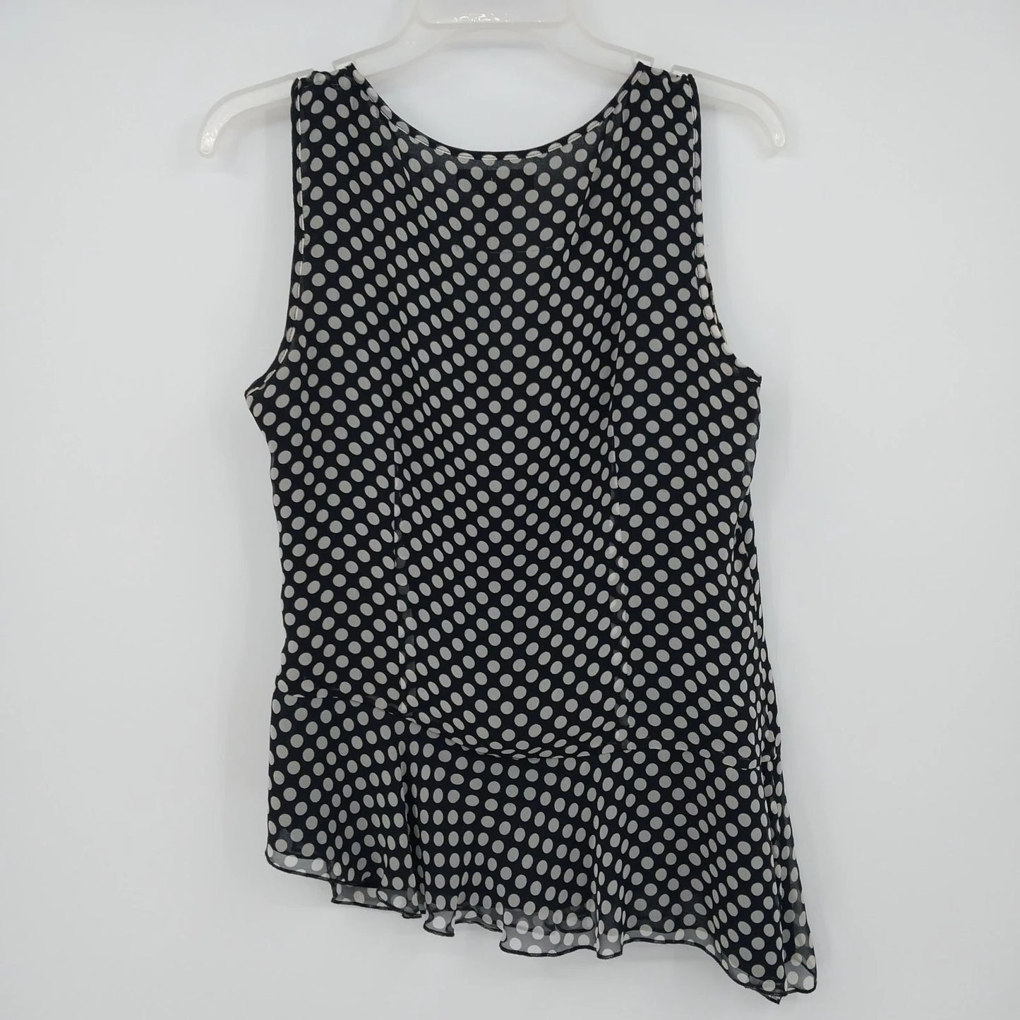 Spenser Jeremy Silk Polka Dot Wrap Front Blouse Womens M Sleeveless Ruffle Hem