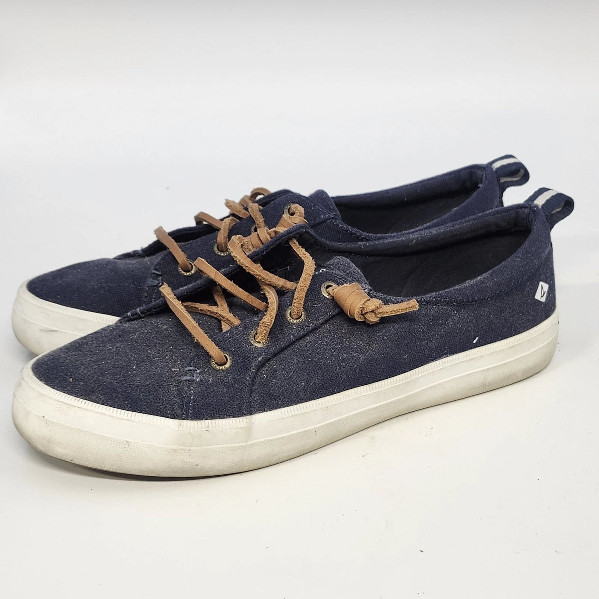 Sperry Crest Vibe Top Sider Navy Blue Canvas Sneakers Women's 7.5 Memory Foam