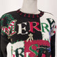 Tiara International Merry Christmas Sweater Size S Shoulder Pads Holiday Scene