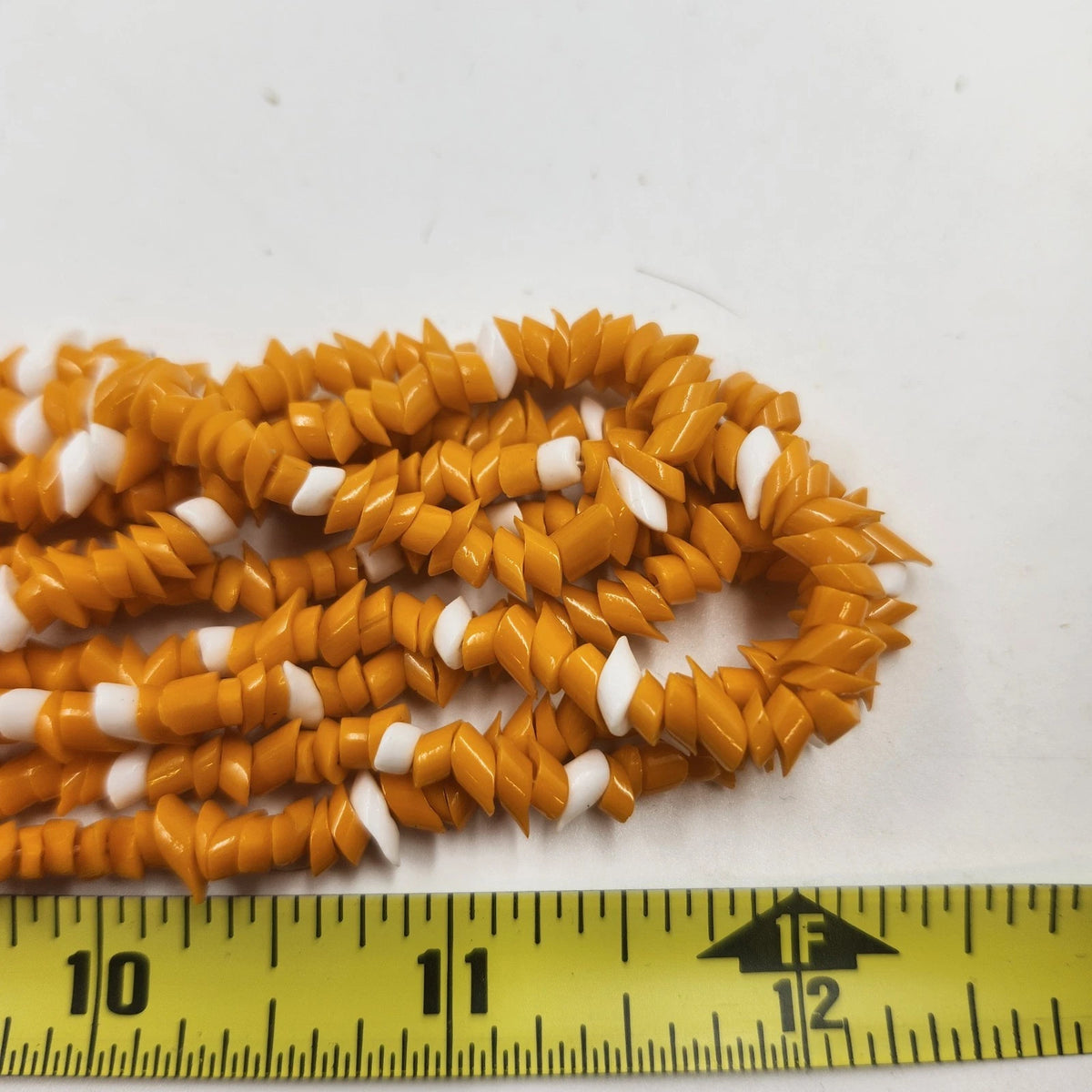 Orange White Chip Bead Multi Strand Necklace Layered Statement Jewelry 24"