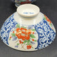 Set of 6 Japanese Imari Porcelain Bowls – Footed Noodle Ramen Flower Design | Vintage Red & Blue