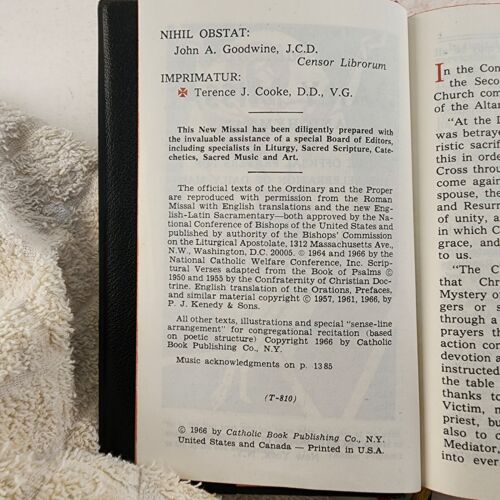 New Saint Joseph Daily Missal and Hymnal Vintage 1966 Black Vinyl Cover Catholic