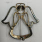 Silver Tone Open Work Angel Brooch with Rhinestone Eyes Halo 1.75" x 2" Vintage