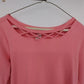 Kikit Sports Coral Pink Criss Cross Neck Top 3/4 Sleeve Women Medium Cotton