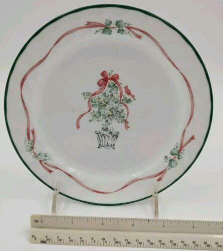 10 Corelle Callaway Holiday Ivy Salad Dessert Plates Swirl Green Trim 7.25"d EUC