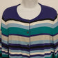 Lands' End Supima Cotton Cardigan Sweater Women Large 14-16 Blue Striped Button