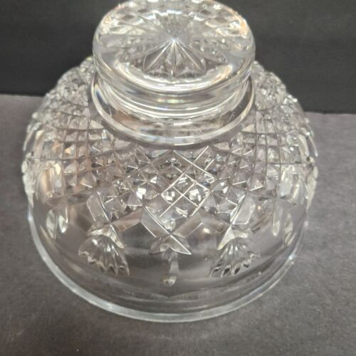 Waterford Crystal Killarney 6" Clear Footed Bowl Crosshatch Fan Pattern EUC