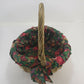 Gold Wicker Basket Liner Holiday Christmas Gift Handled Woven Display Oval