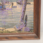 2 Painted Burlap Wall Prints Art Framed Noreaster Fishing Port Heavy into Purple