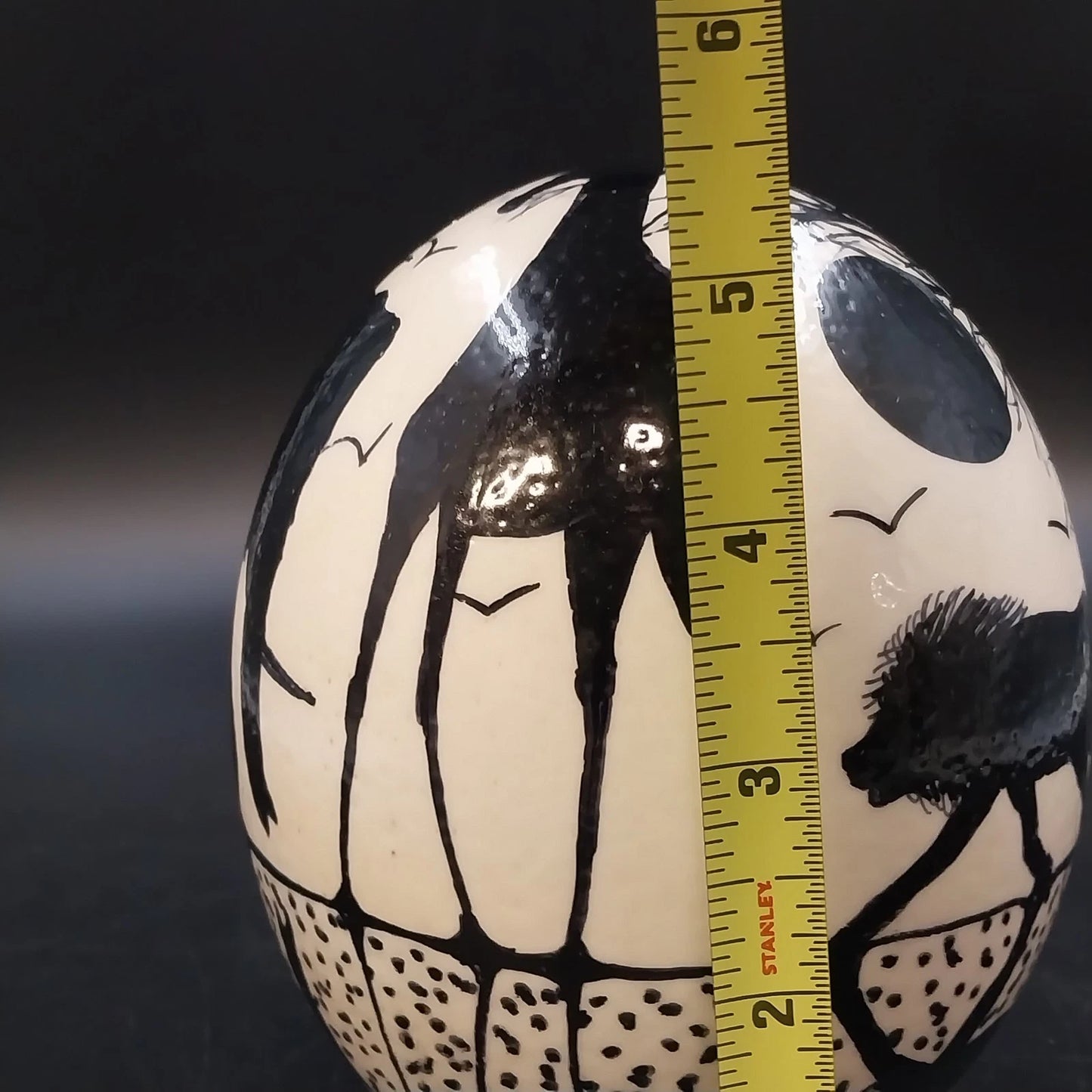 Hand Painted Ostrich Egg Art Cape Town South Africa Safari Wildlife Decor 5.5"
