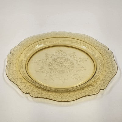 Federal Amber Yellow Depression Glass Patrician Spoke Dinner Plate 11" 1930s VTG