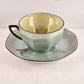 Victoria Czecho-Slovakia Tea Cup and Saucer in Green Multisided Lusterware