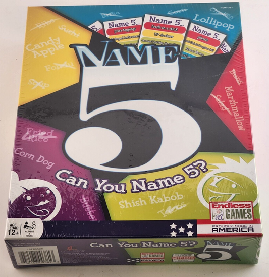 Name 5 Family Card Game NOS Brand New Endless Games Made in America