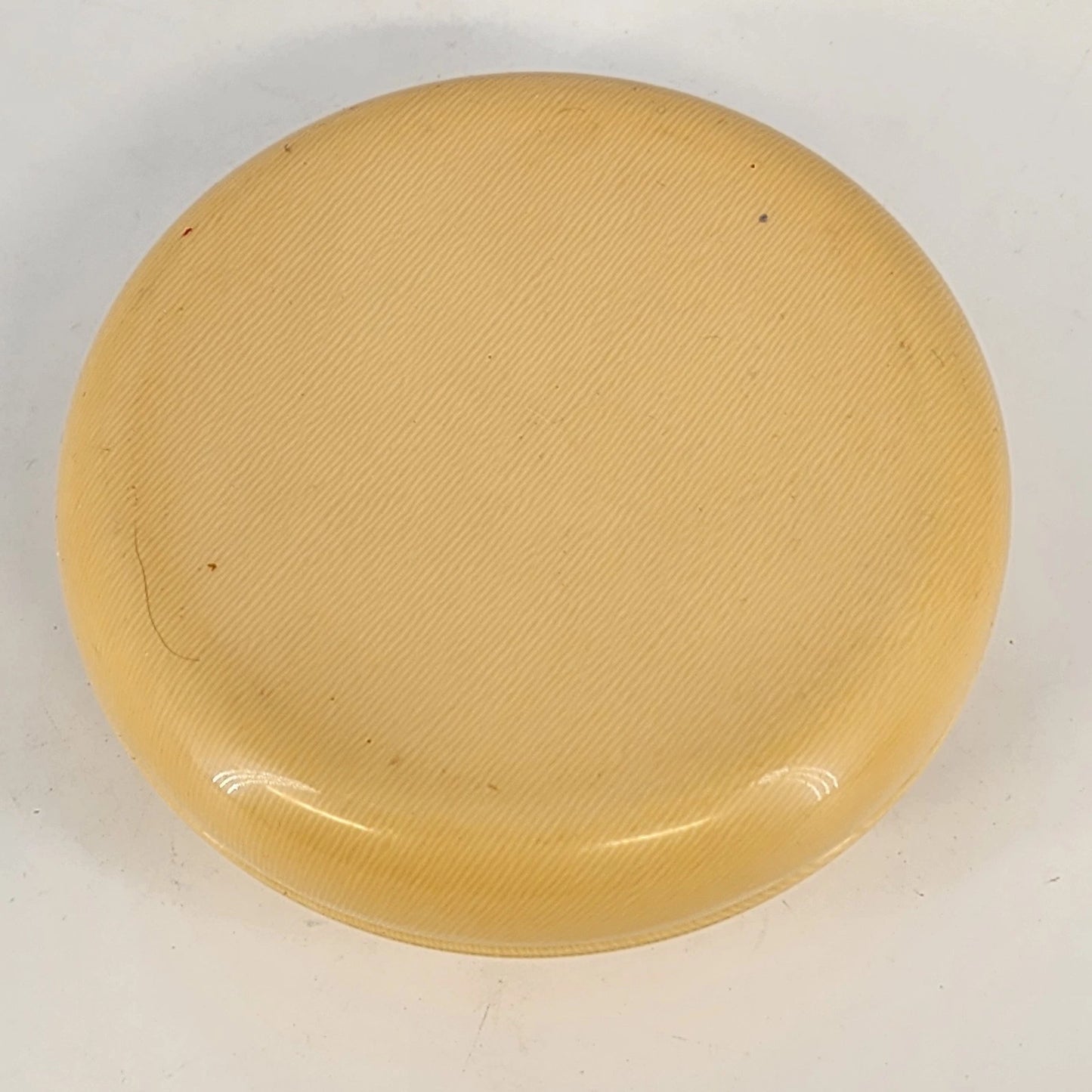 Vintage Bakelite Hair Receiver Yellow Vanity Box 5in Round Lid