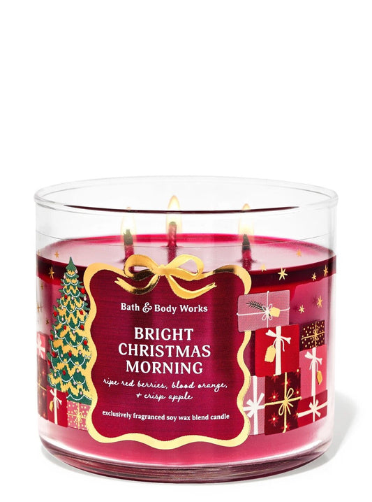 Bright Christmas Morning 3 Wick Candle Bath Body Works 14.5 oz LG Holiday Scent