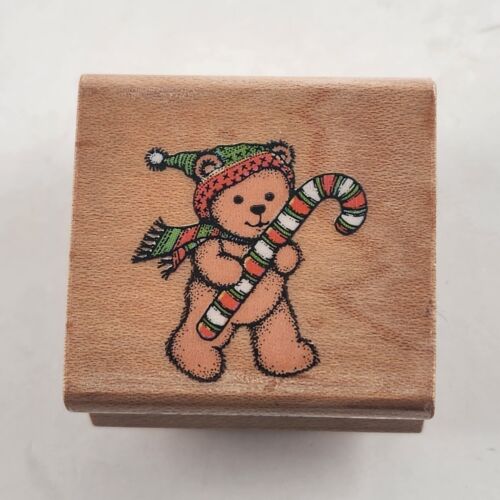 Lot of 4 Holiday and Christmas Themed Wooden Mounted Rubber Stamps Vintage